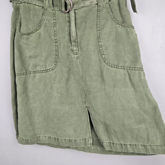 SANCTUARY Holly Linen Blend Skirt Knee Length Olive‎ Green Womens Size M Utility - Picture 4 of 11